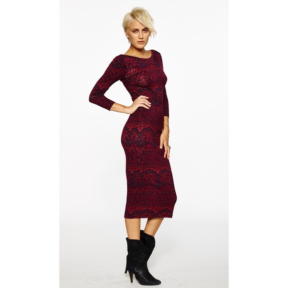 Hyperion Midi Dress Oxblood Chantilly