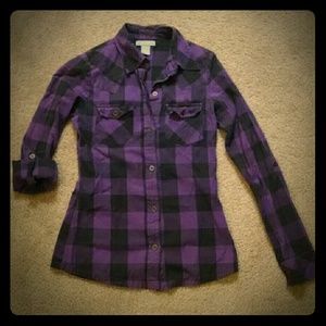 Delia's purple plaid shirt