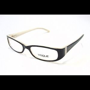 Vogue eyeglasses frames black on cream.