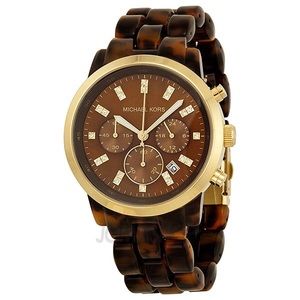 Michael Kors tortoise watch with crystal detail
