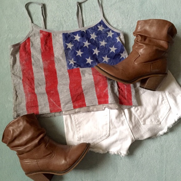 Forever 21 American Flag Lace crop top