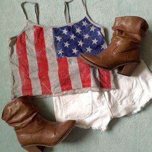 Forever 21 American Flag Lace crop top