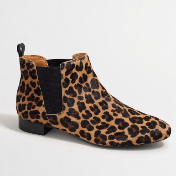 EUC J.Crew Leopard Calf Hair Boots
