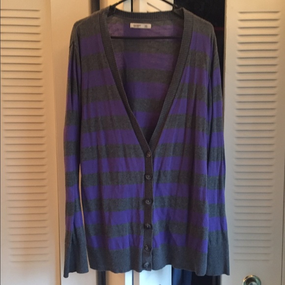 Purple/Grey Striped Cardigan