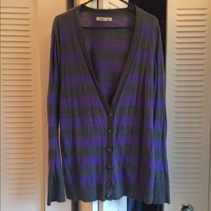 Purple/Grey Striped Cardigan