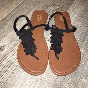 Black floral sandals