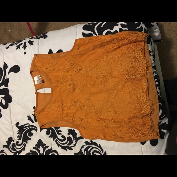 Forever21 mustard Laced Top