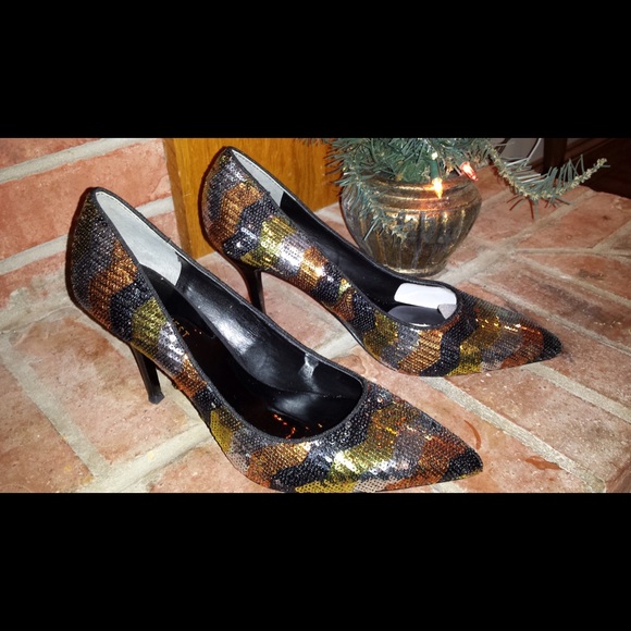 Nine West multi colored sequin heels