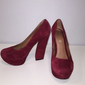 ALDO red suede platform high heels