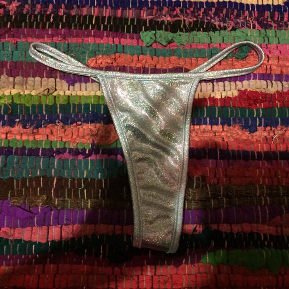 Cute silver high thong nylon