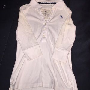 White Button partway buttondown top.