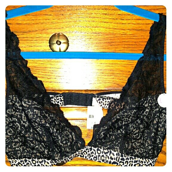Leopard lace plunge bralette