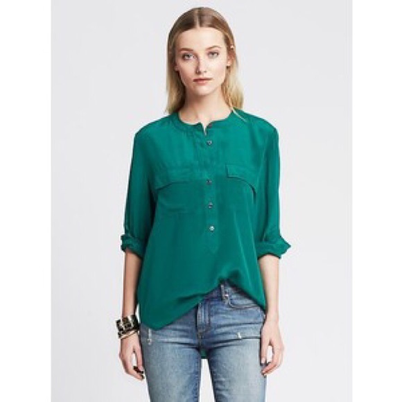 Banana Republic Teal Silk Blouse