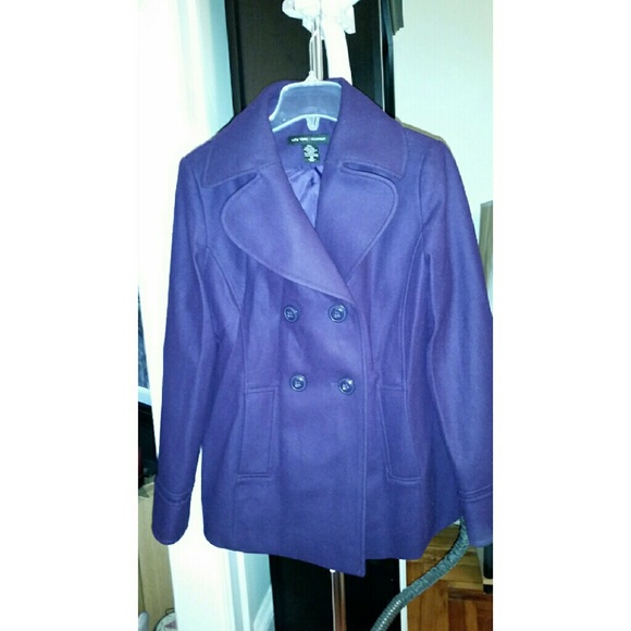 Purple pea coat with removable hood size 10