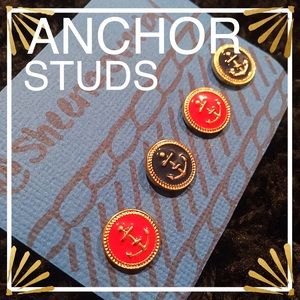 2 Pairs of Anchor Stud Earrings