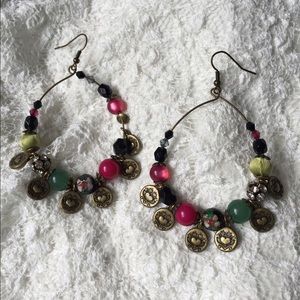2/$10 Like NEW Dangly Heart Beaded Earrings