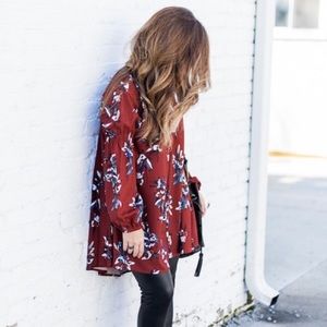 Floral Print Dress (burgandy)