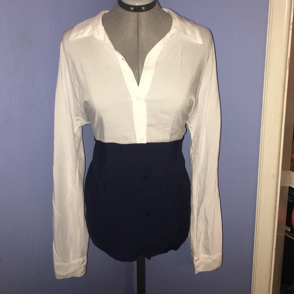 Splendid white and Navy button Up