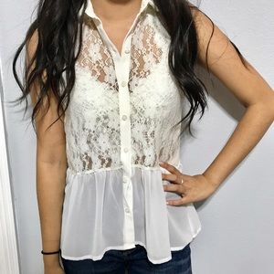 Cream Lace peplum top