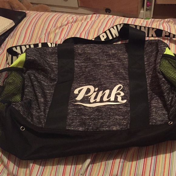 Pink duffel bag