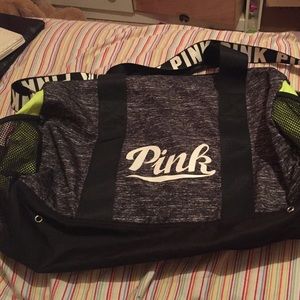 Pink duffel bag