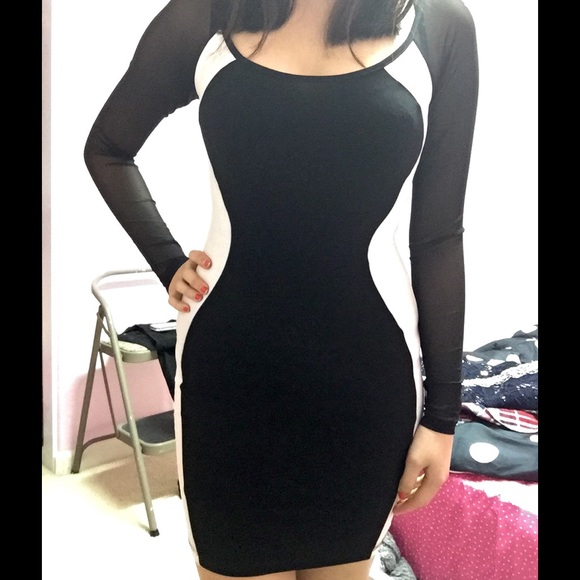 Sheer Black & White Formal Party Homecoming Dress