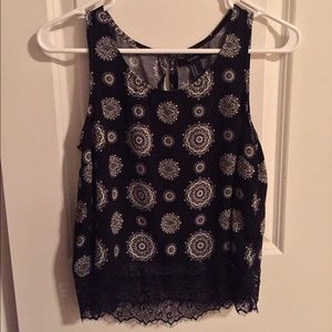 Black Print Lace Tank Top!