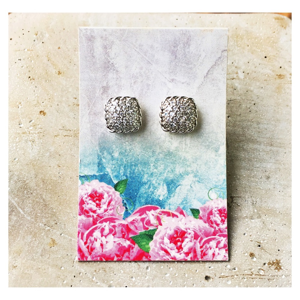 ✨NEW Puffed Sterling Silver CZ Post Earrings