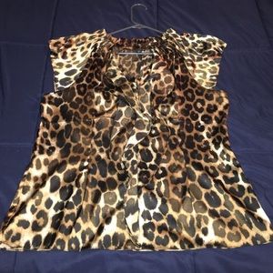 Express Leopard Ruffle Top