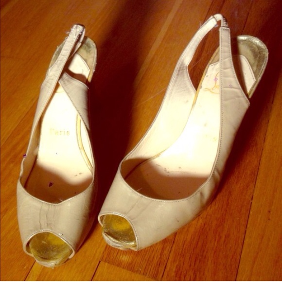 Christian Louboutin nude slingback heels