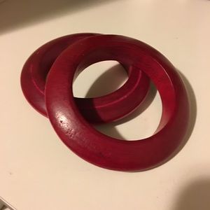 Red chunky wooden bracelet
