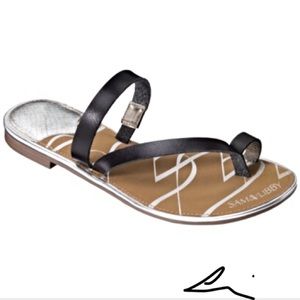 Sam & Libby Strappy Flat Sandal size7 black/silver