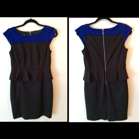 Evan-Picone Color-Blocked Petite Peplum Dress