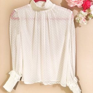 Zara romantic High neck Dots Blouse