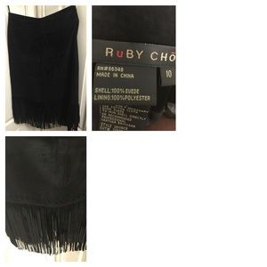 Ruby cho ladies black suede designer skirt size 10