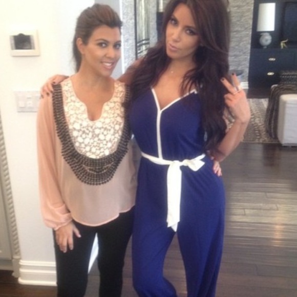 ASO Kim kardashian kollection navy jumpsuit belted