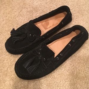 Coach Black Leather Tassel Moccasins Flats