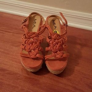 MIA Orange Suede Wedges