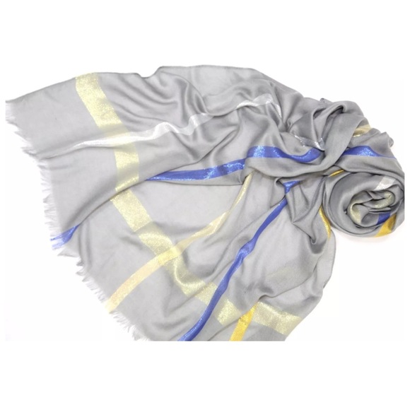 Plaid Metallic Scarf B71 - Picture 2 of 4