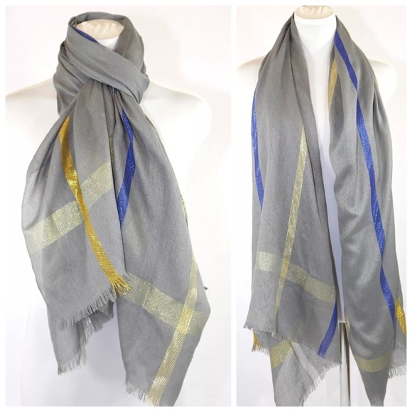 Plaid Metallic Scarf B71 - Picture 3 of 4