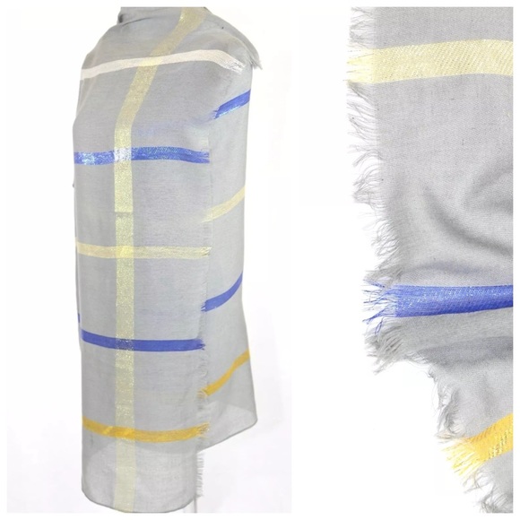 Plaid Metallic Scarf B71 - Picture 4 of 4