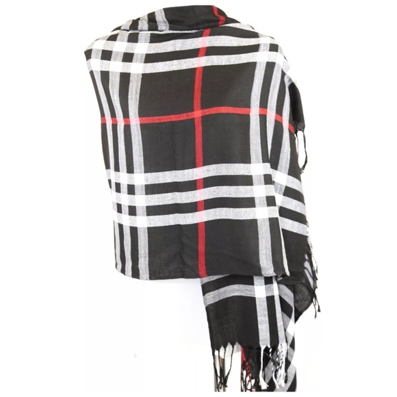 Boutique Accessories - 💜 Modern Plaid Black White Scarf