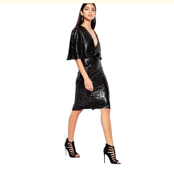 🔥PRICE DROP🔥Black Sequin Midi Dress