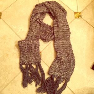 Gray fringe scarf