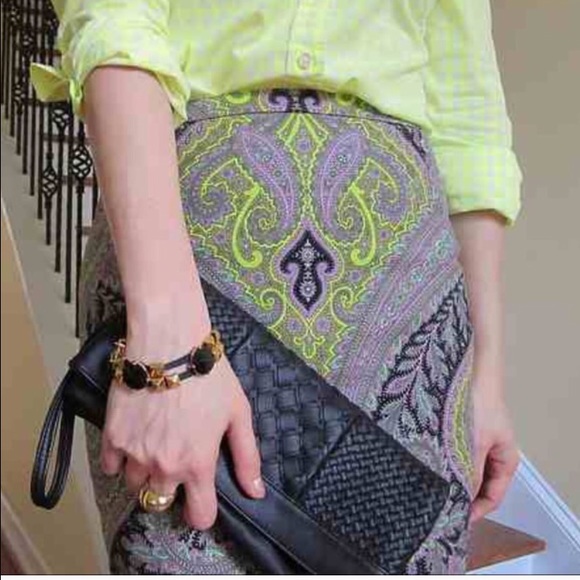 J. Crew sovereign paisley pencil skirt
