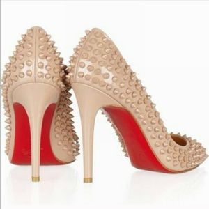 Nude spiked red bottoms