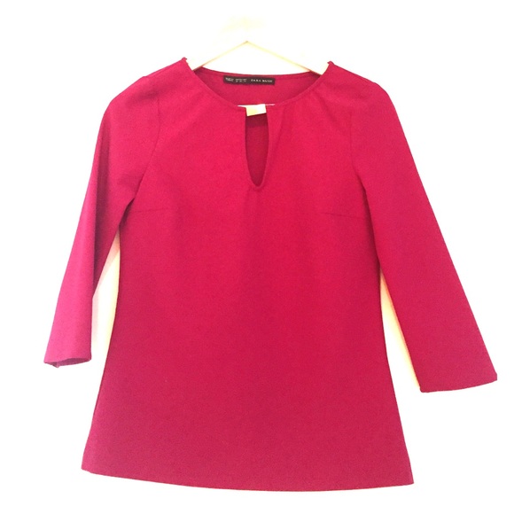 Zara fuscia colored blouse with gold metal detail
