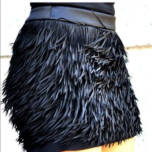 Express Black Fringe Mini Skirt