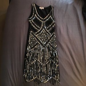 Gatsby inspired black and silver beaded dress