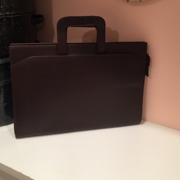 Dark brown leather small briefcase